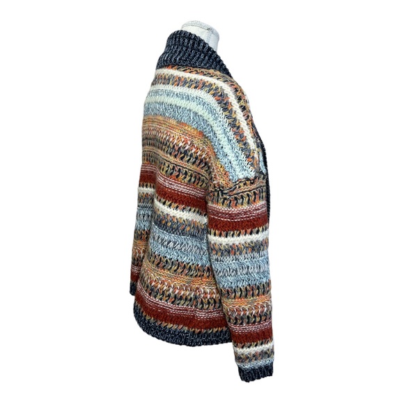 Knitted & Knotted Anthro beautiful multicolor open front sweater cardigan small - Picture 6 of 11